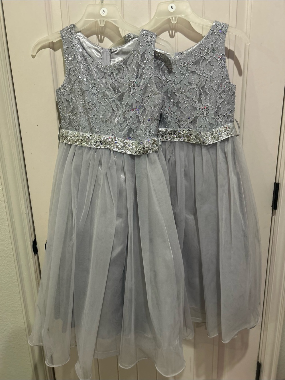 Silver Lace & Tulle Party Dress w/Embellished Waist-2 available